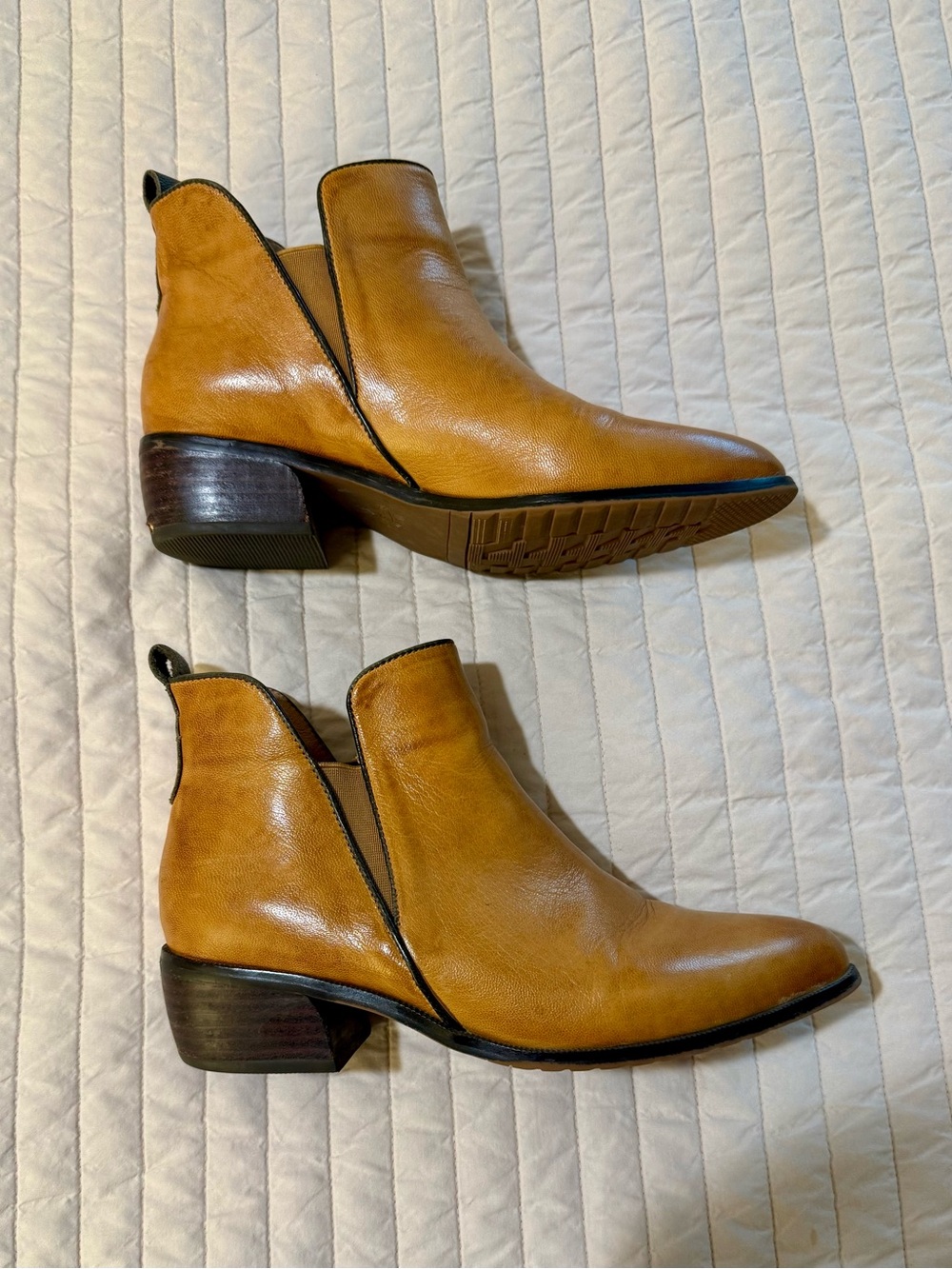 Spring Step Tan Leather Chelsea Ankle Boots